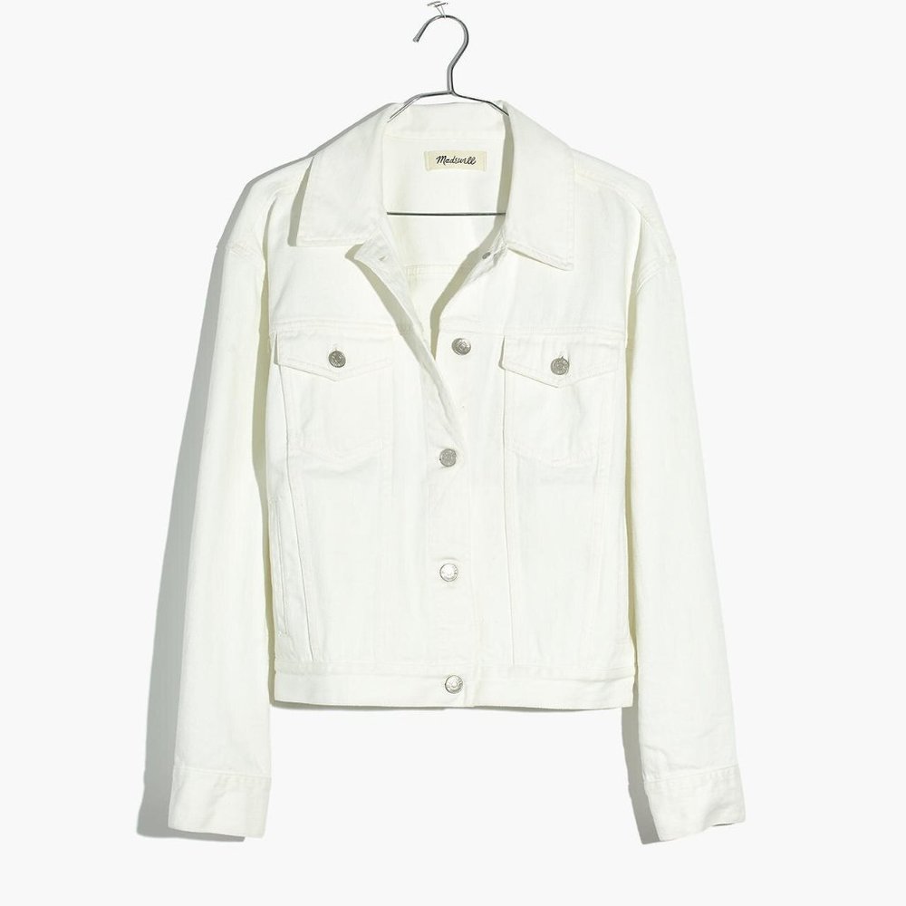 Madewell Boxy-Crop Jean Jacket in Tile White